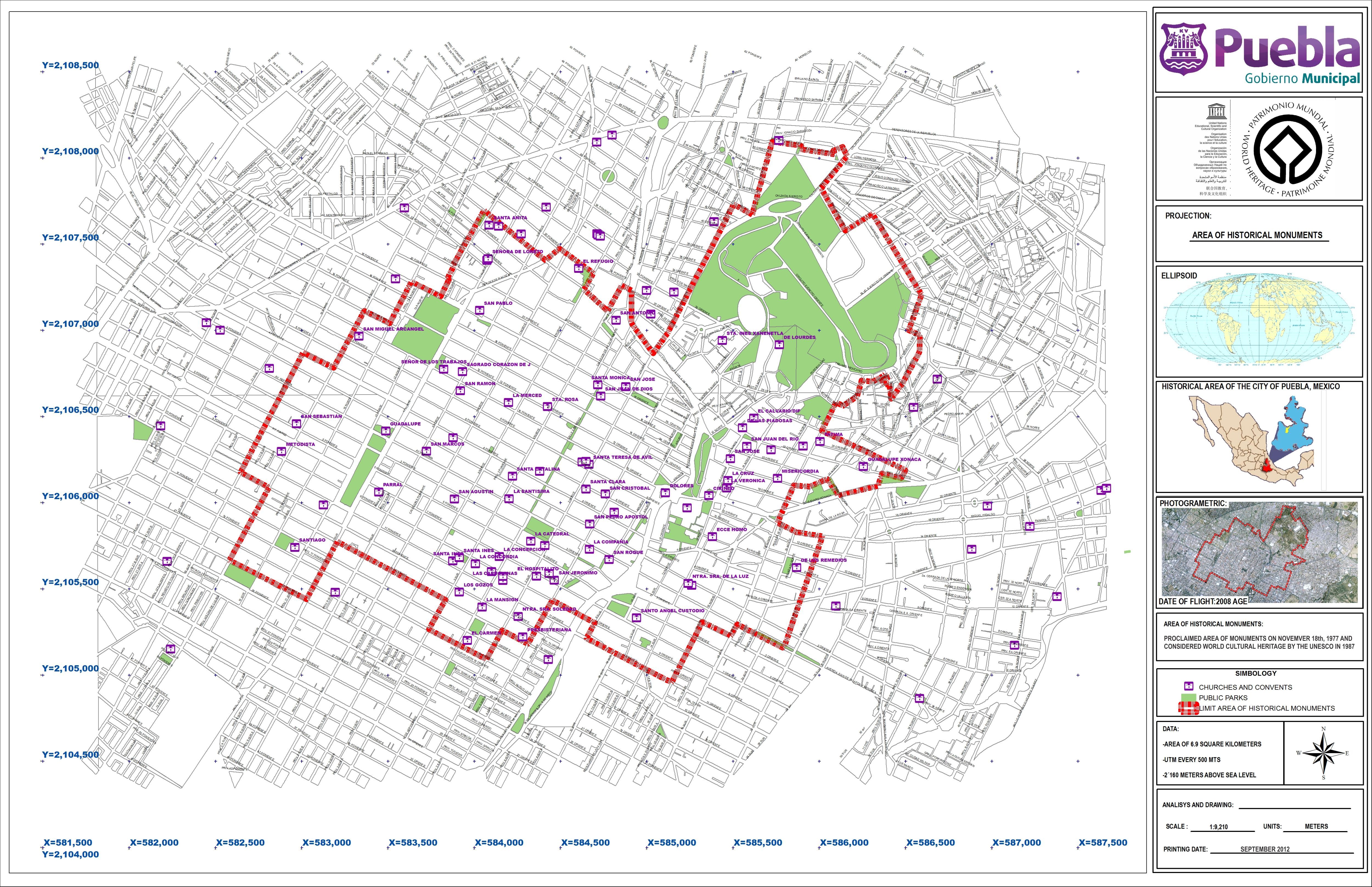 Puebla City Mexico Map Historic Centre Of Puebla - Maps - Unesco World Heritage Centre