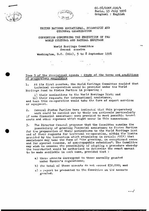 UNESCO World Heritage Centre - Document - Study of the terms and 